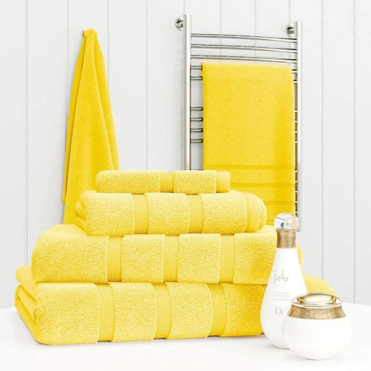 Z Fashion Luxury Towel Set 100% Cotton 2 Piece Towel Set Hand Towel Bath Towel Bale 500 GSM Bathroom towels 2 Piece Sets. (Yellow)
