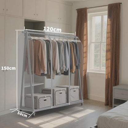 DecacnX Transparent Clothes Rail Cover 4FT Dustproof Breathable Garment Rail Cover Double Protective Zip for Easy Access