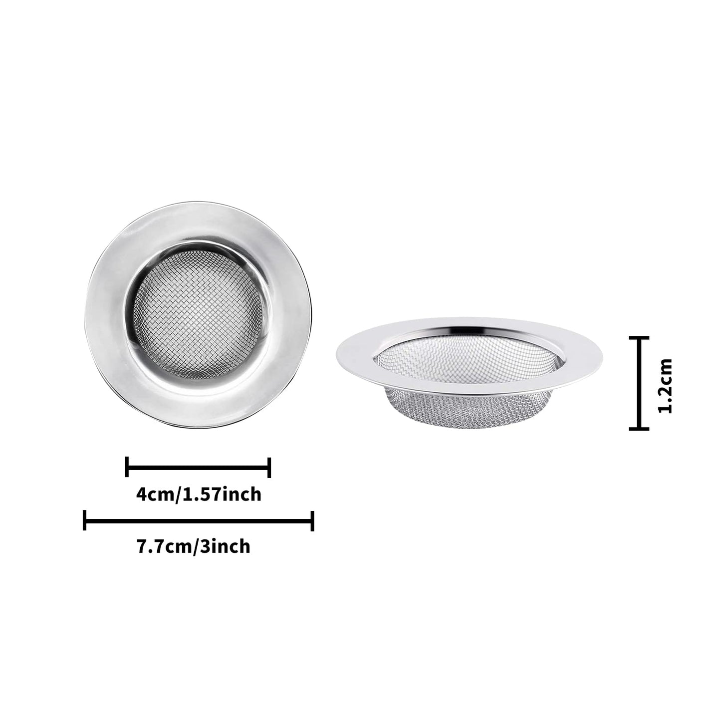 2pcs Stainless Steel Sink and Shower Drain Strainers, 77mm Diameter
