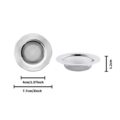 2pcs Stainless Steel Sink and Shower Drain Strainers, 77mm Diameter