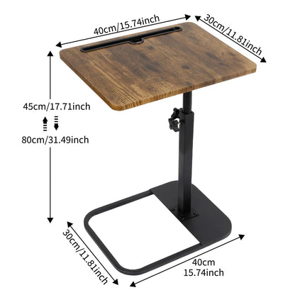 Kiss Me TV Tray Table Small Adjustable C Shaped Side Table with Phone Slot