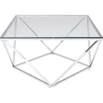 Kare Design Side Table Cristallo Chrome, Elegant, Square, Stainless Steel, Glass, Bedside Table, Room Decor, Home Decor for Living Room, Office
