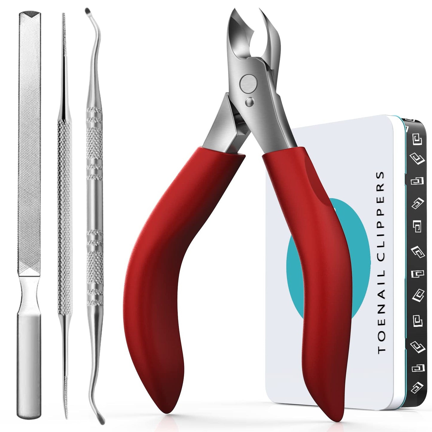 RONAVO Toenail Clippers for Thick Nails - Nail Clippers Set for Men.Heavy Duty Professional Thick & Ingrown Toe Nail Clipper, Large Toenail Scissors