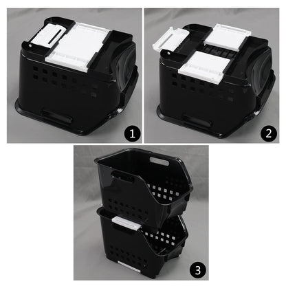 Morcte 3 Tier Stacking Baskets Storage Veg Rack Plastic Stackers, Black