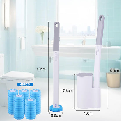 wlich Disposable Toilet Brush 48 Refills, Wall Mounted Holder for Bathroom