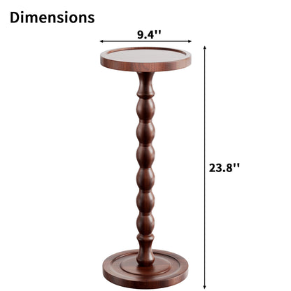 Caossuixin Wooden Round Side Table, Round Bar Table, Small End Table-Walnut