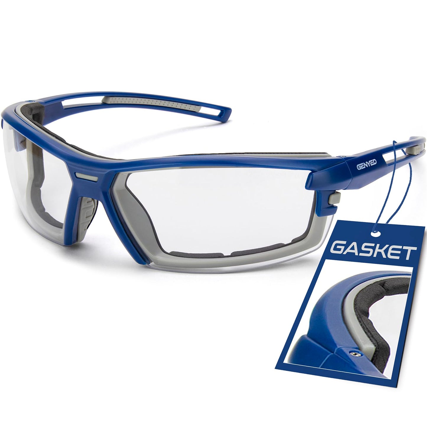 GENYED Safety Glasses CE EN166 certified with Foam Gasket, Anti Fog Scratch Resistant UV400 Protection, Wrap-Around Lenses, Safety Goggles, Protective