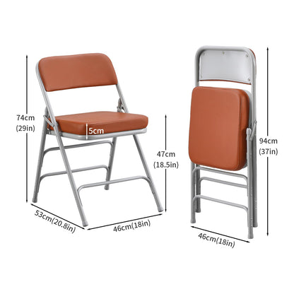 BOOSDEN Brown Padded Folding Chair, Foldable Chair with Thick PU Cushion