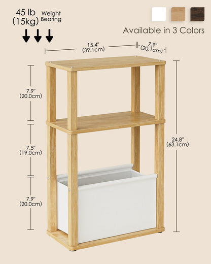 Apetaccat Narrow Side Table for Small Spaces, Slim End Table with Storage Basket, Small Bedside Table for Bedroom