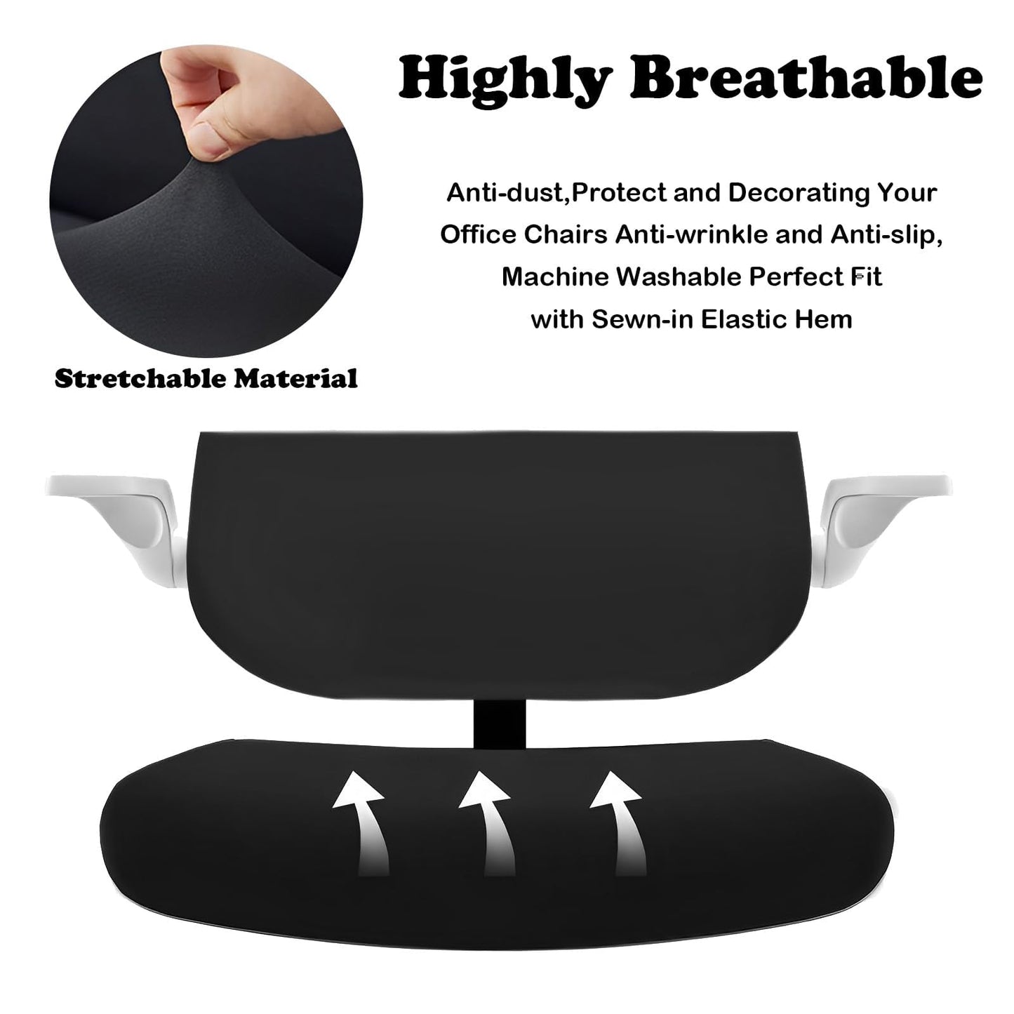 Wvbzf 2Pcs Office Chair Cover, Removable Washable Desk Chair Cover, Stretch Chair Sea Cushion Protector Computer Chair Cover