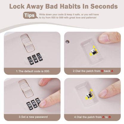 Small Lockable Storage Box with Combination Code - Secure Medicine Safe, Phone Jail, and Snack Box for Home, Fridge, Office, or Travel