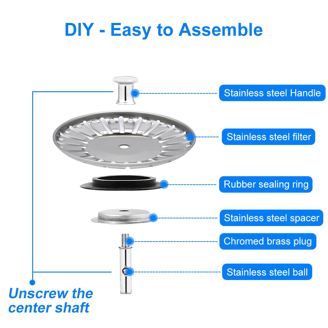 LICQIC Leak Proof Kitchen Sink Strainer Plug, Diameter 84 mm, 1 Pcs
