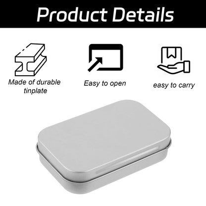 Gaaines 2 Pcs Rectangular Small Tin Boxes, for Key Coin Organizer(Silver)