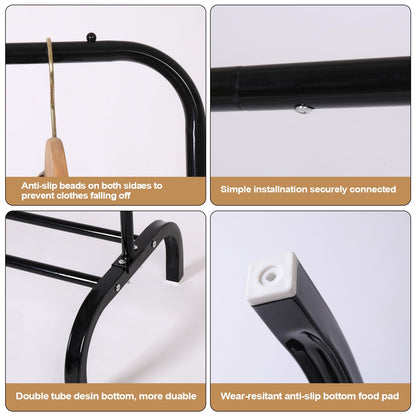 Metal Clothing Rack Garment Rack, Closet Rack Heavy Duty Hanging Racks for Clothes with Top Rod and Storage Bottom Shelf
