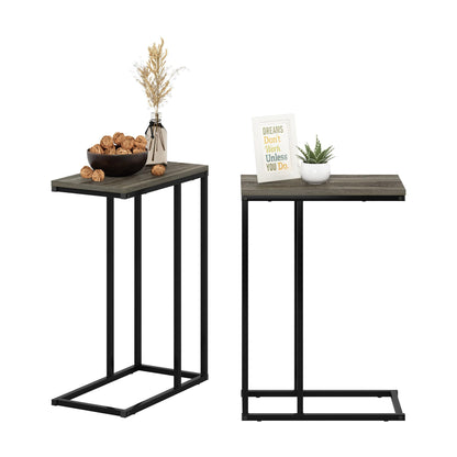 Furinno CAMNUS Side Table Set of 2, C-shape Sofa End Table for Couch, Metal Frame Night Stand, Bedside Table, for Living Room, Bedroom
