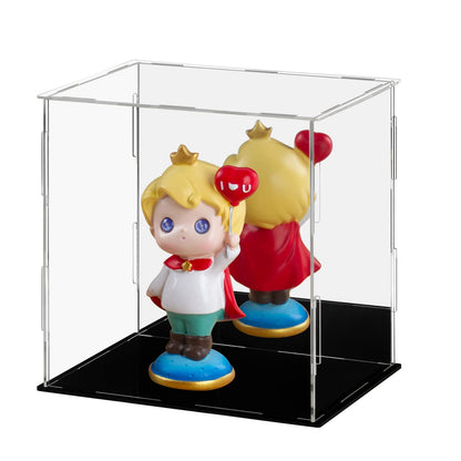 Dezzer Acrylic Display Case Box with Black Base, Assemble Countertop Clear Acrylic Dustproof Protection Showcase for Action Figures Toys