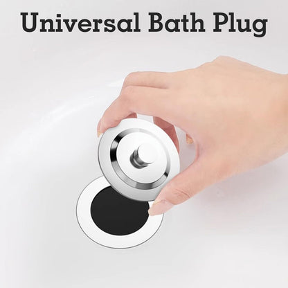 Universal Bath Plug 40-45mm Stainless Steel & Silicone Sink Plug Anti-Leak Corrosion-Resistant Drain Stopper for Bathtub, Bathroom Sink, Kitchen