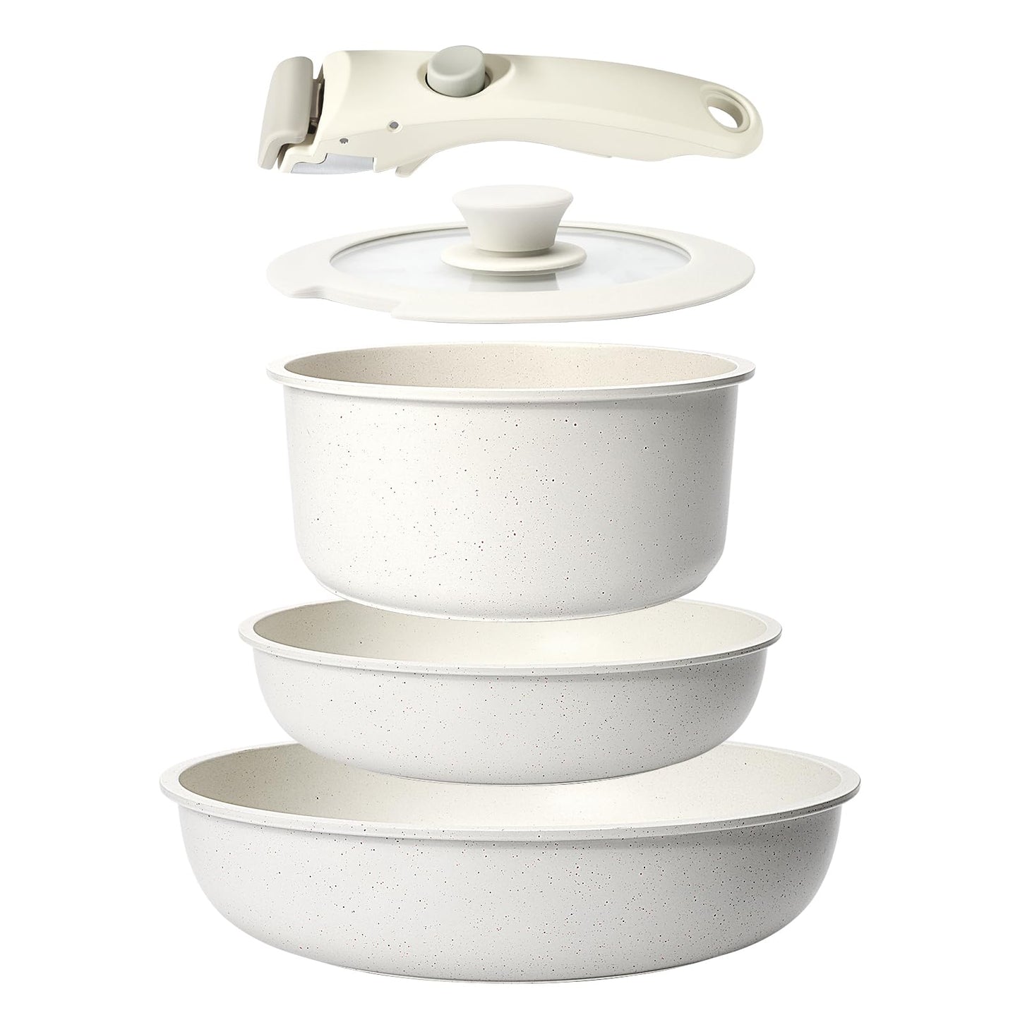 GiPP Pots and Pans Set Non Stick,5PCS Cookware Sets Nonstick Detachable Handle,Induction Kitchen Set Removable HandleRV Cookware Set,Oven