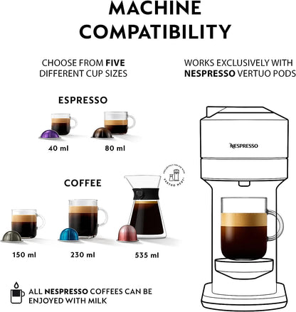 Nespresso Vertuo Next Coffee Machine, Centrifusion Technology, Wi-Fi and Bluetooth Enabled, Energy Saving Design, Multiple Cup Sizes, Compatible with