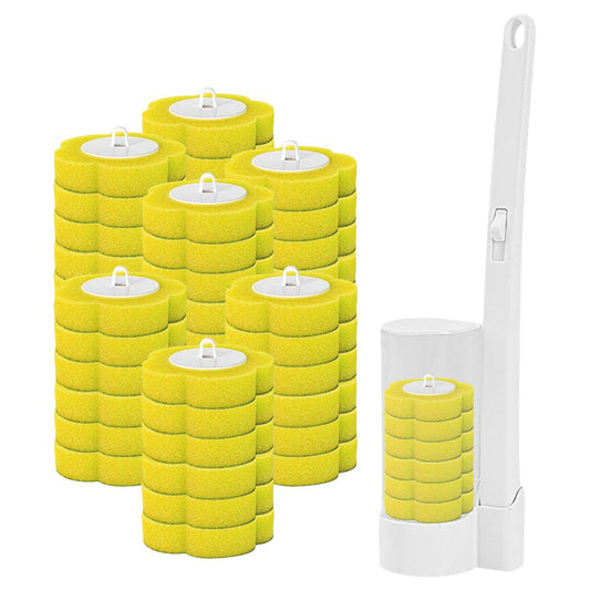 Foreverup Disposable Toilet Brush with 42 Refills, Wall Mounted Disposable Toilet Cleaning System,Toilet Brush Replacement Head with Handle, Toilet