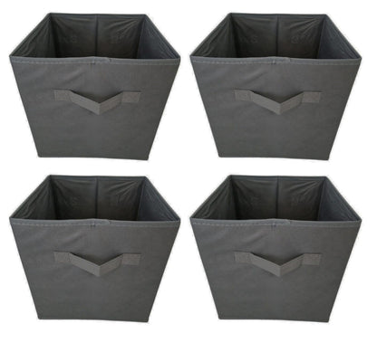 Aryllis Folding Storage Boxes, Dark Grey, Pack of 4, Collapsible Fabric Storage Cubes - 27cm x 27cm