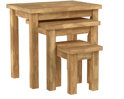 Julian Bowen Coxmoor Nest of Tables, Set of 3 - Oak - H48 x W50 x D35cm