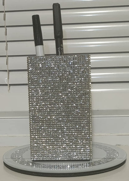 EagleWiz Sparkle Diamante Silver Bling Bathroom Tumbler, Bathroom Toothbrush Holder