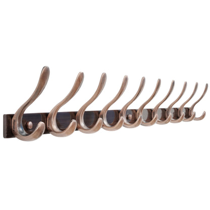 HONSKY Wall Mounted Coat Rack - 94cm Long Heavy Duty Metal 10 Double Hook, Sturdy & Space-Saving, for Hallway,Bedroom, Entryway, Holds Jackets