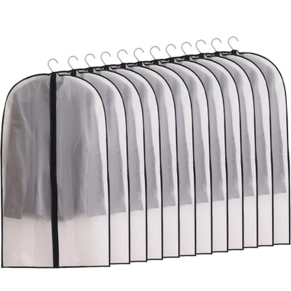 YiZhou 12 Pack Translucent PEVA Garment Bags, 60×100cm Suit Storage Covers