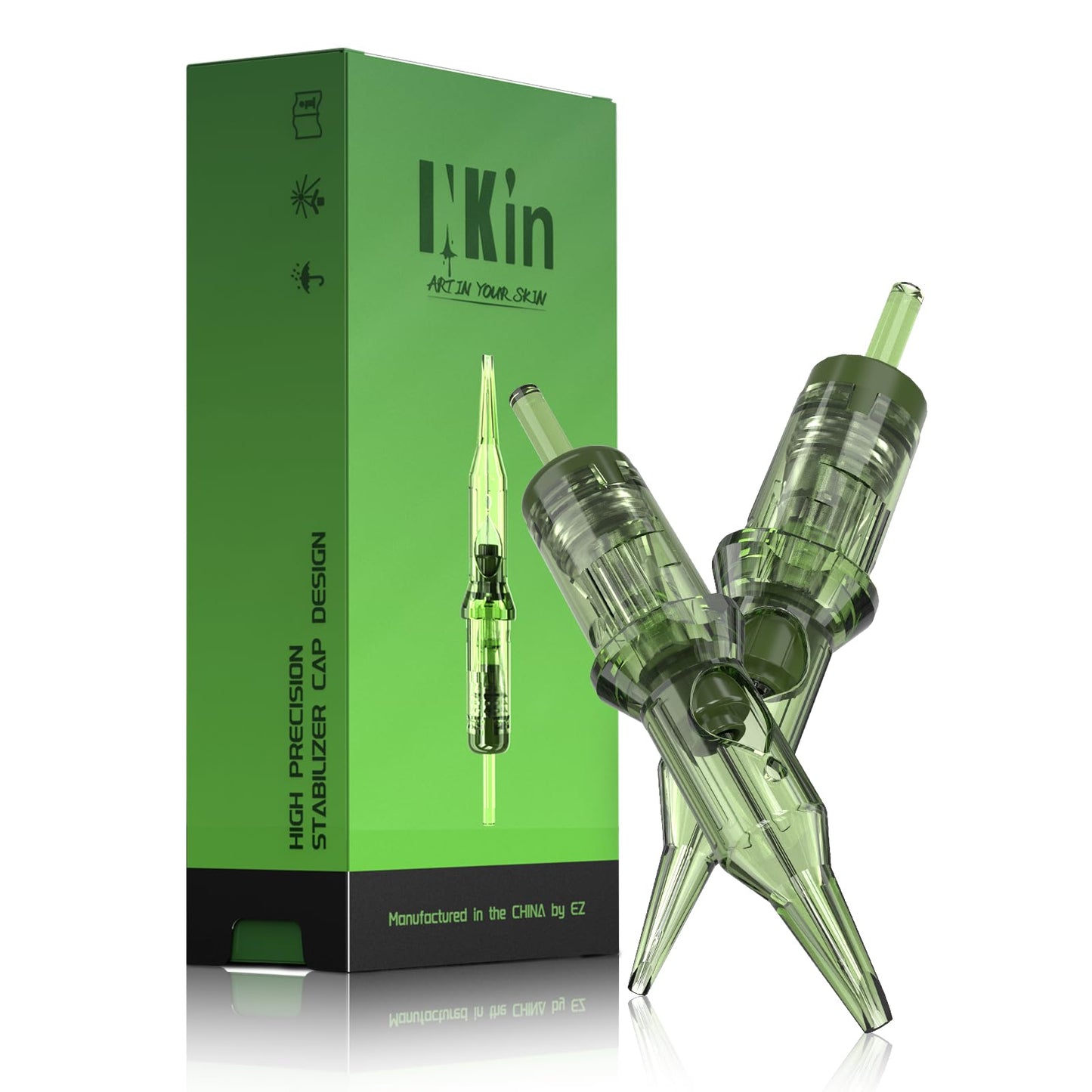 INKin Revo Tattoo Needles Cartridge 1RL 20Pcs, Tattoo Cartridge Needles #08 Bugpin Round Liner 0.25mm Disposable with Precise Positioning and