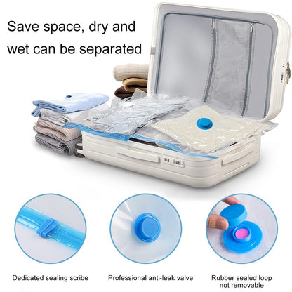 Compression Bags with Pump, Vacuum Storage Bag, 40 x 60 cm Travel Compression Bags, Reusable Vacuum Bags, Small Adhesive Labels