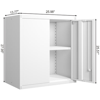 GREATMEET Metal Wall Cabinet, Wall Mounted Storage Cabinet with Lock for Garage Storage