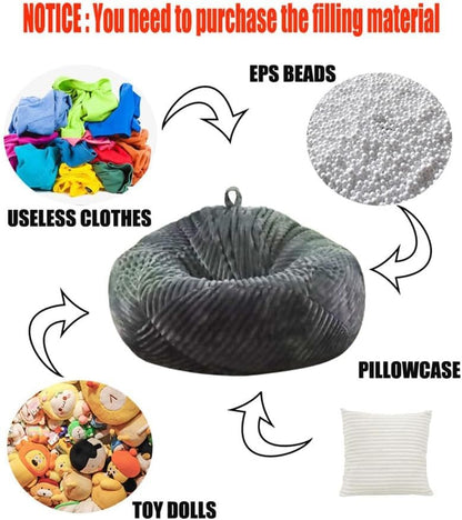 lygooh No filler Fluffy Bean Bag Cover Large Stuffed Storage Covers 3 ft