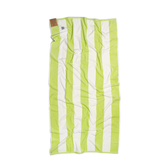 MOMOMUS 100% Velour Cotton Beach Towels for Adults - Cabana Stripe, Soft, Ultra-Absorbent - Quick Dry Beach Towels for Adults - Green, 90x180 cm