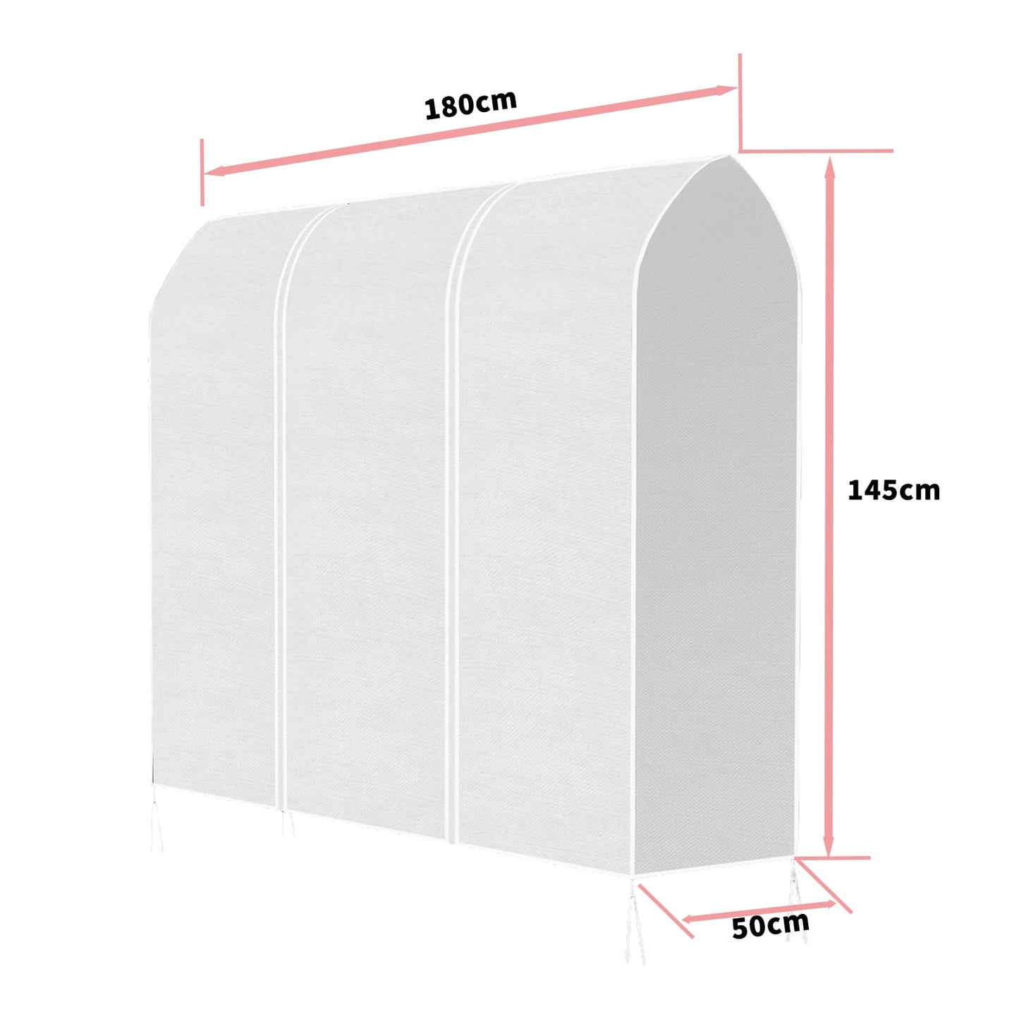 DecacnX Clothes Rail Cover 6FT Dustproof Breathable Garment Rail Cover Double Protective Zip for Easy Access