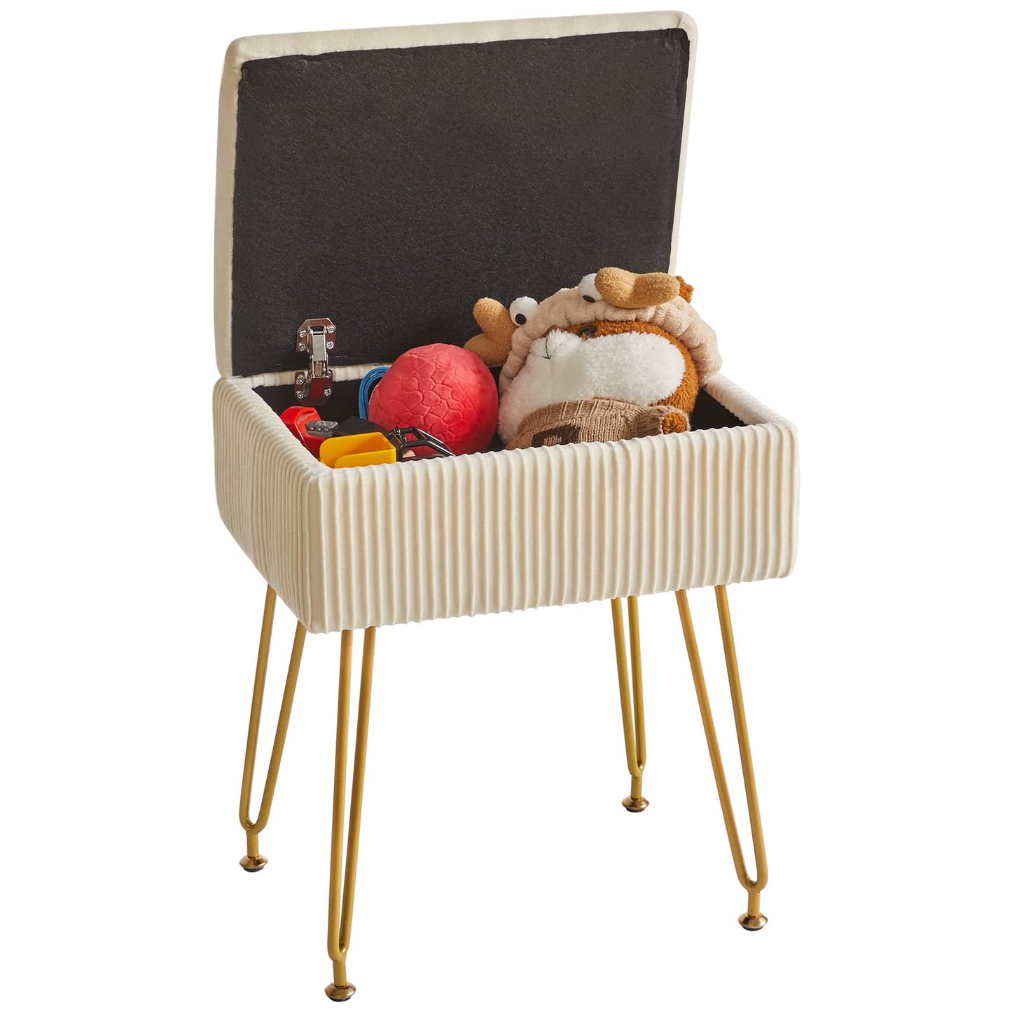 YMYNY Storage Ottomans, Chair Stool Upholstered, Footstool Velvet Bench, Dressing Table Stool, Pouf Couch Stool, Metal Legs, Removable Cover, for