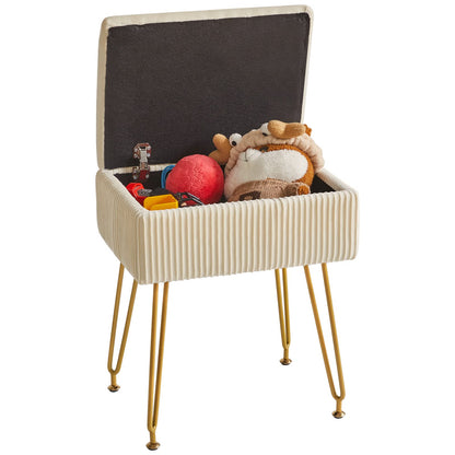 YMYNY Storage Ottomans, Chair Stool Upholstered, Footstool Velvet Bench, Dressing Table Stool, Pouf Couch Stool, Metal Legs, Removable Cover, for