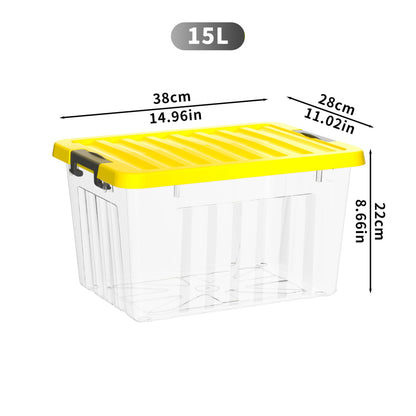 Cetomo 15L*3 Storage Boxes with Lids, Plastic Storage Box with Secure Side Latches, PP Nestable and Stackable Clear Organizer for Home, Office