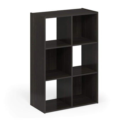 Furinno PELLI Book Shelf, 3x2 Bookshelf, Cube Storage Organizer Cabinet, 11.6 x 24.2 x 35.9, for Living Room, Bedroom, Home Office, Espresso