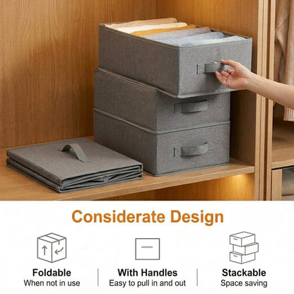 QINGGENG Wardrobe Storage Organiser with Handles, 2 Pack Foldable Clothes Drawer Organiser for Jeans, Trouser, Underwear, Socks, Bras
