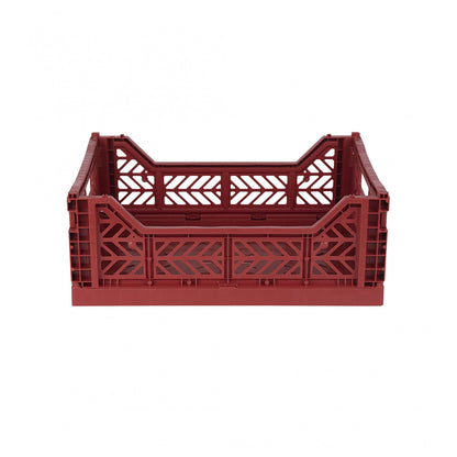 AYKASA Folding Crate, Sturdy Folding Box, Plastic, Stackable, Tile Red, Midi (40 x 30 x 14 cm)