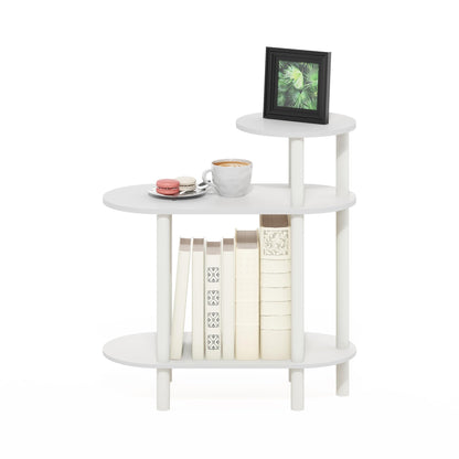 Furinno TURN-N-TUBE Side Table, 3-Tier Oval Sofa End Table with Open Shelf, Toolless Assembly Night Stand, Bedside Table, for Living Room, Bedroom