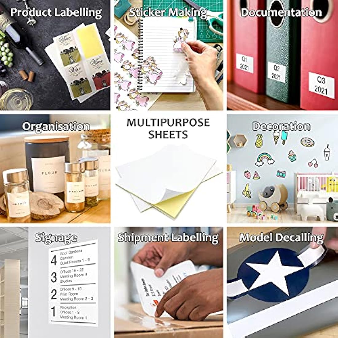 Evergreen Goods 500 Sheets A4 White Glossy Self Adhesive Sticky Back Label Printable Sticker Paper | Inkjet & Laser Printing