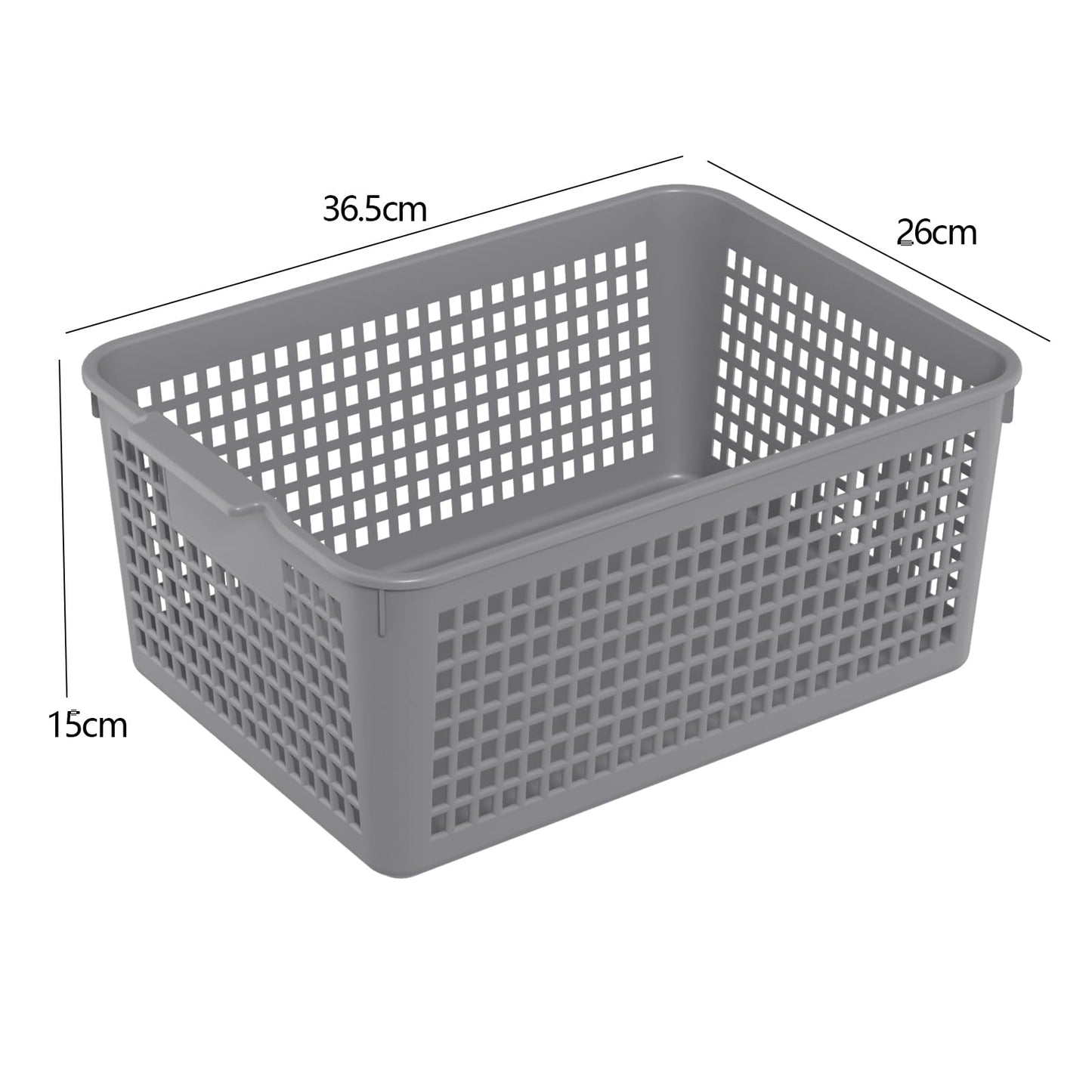 Readsky 6-Pack A4 Plastic Storage Baskets, Large Plastic Organizer Basket, Gray