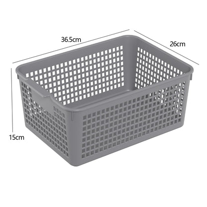 Readsky 6-Pack A4 Plastic Storage Baskets, Large Plastic Organizer Basket, Gray