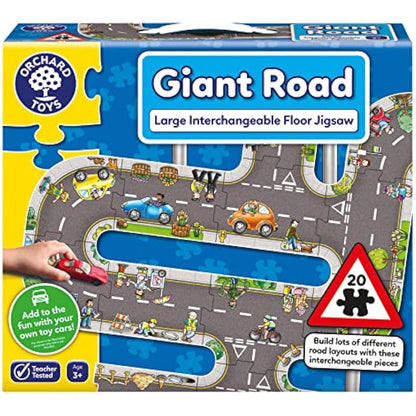 Orchard Toys Giant Road Floor Puzzle - Large Interchangeable Car Track Jigsaw Puzzles for 3 Year Olds - Alternative Road Mat for Toy Cars - Educational Kids Jigsaw for Toddlers - Age 3+