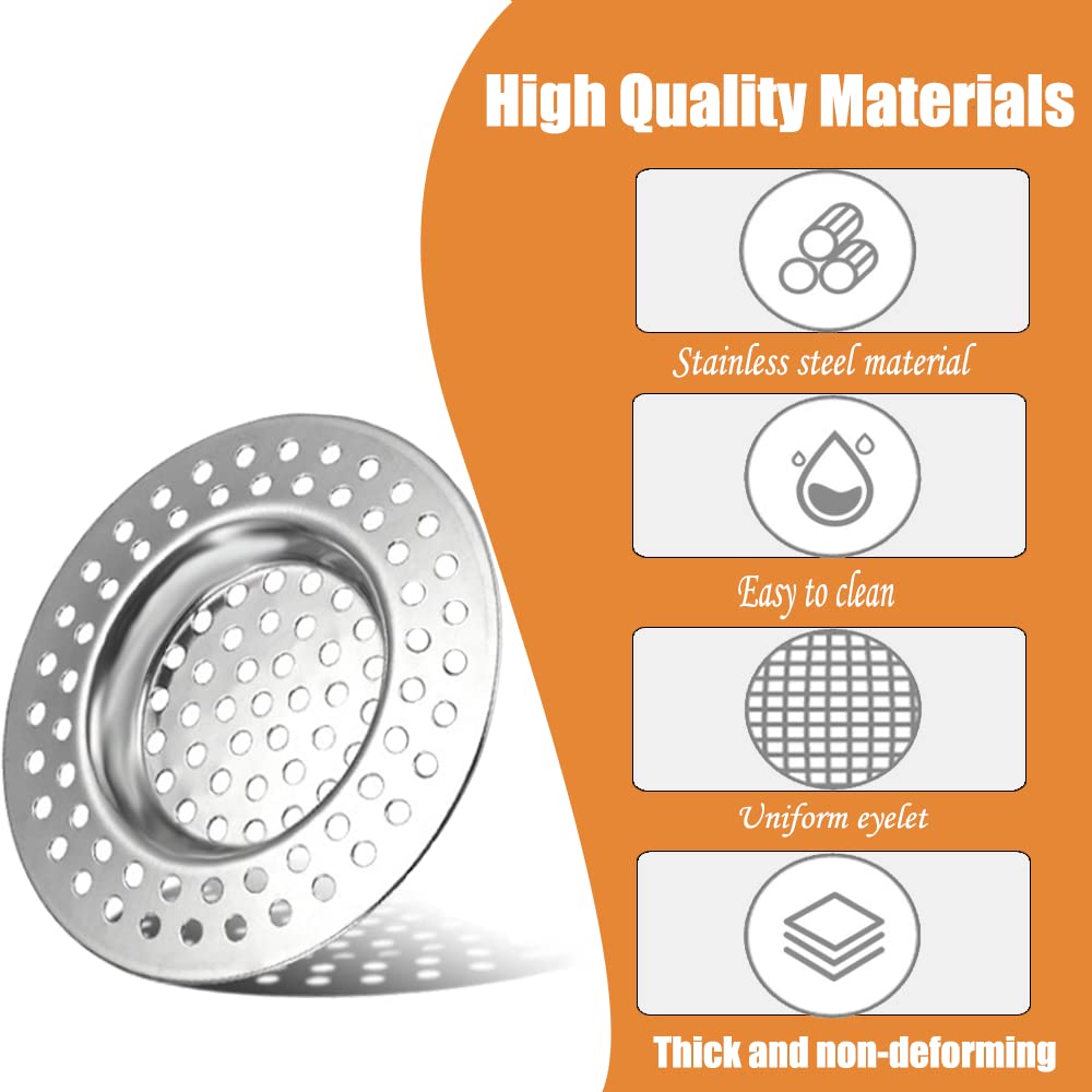 Stainless Steel Sink Filter, 2 Pcs Kitchen Sink Strainer Plug, Anti Clogging Drain Protector, Drainage Filter, Prevent Clogging, for Kitchen Sink