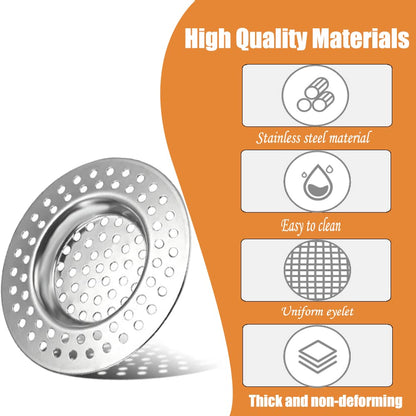 Stainless Steel Sink Filter, 2 Pcs Kitchen Sink Strainer Plug, Anti Clogging Drain Protector, Drainage Filter, Prevent Clogging, for Kitchen Sink