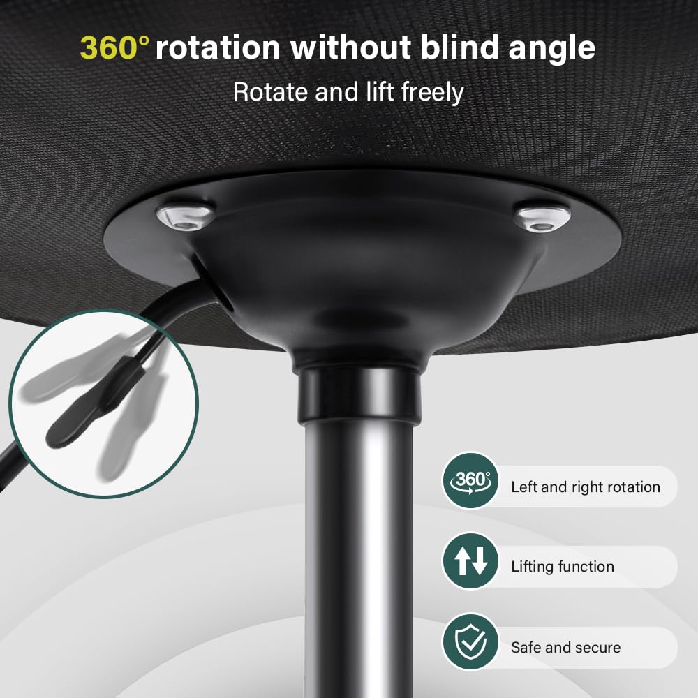 BFTOU Black PU Leather Swivel Stool on Wheels Perfect for Salon Work Home SPA Shop Height-Adjustable and Cost-Effective Rolling Stool Chair Small
