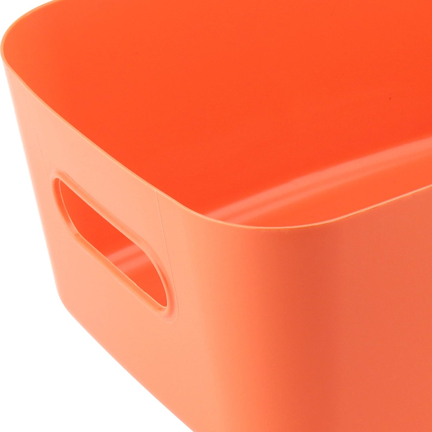 JEUIHAU 6 Pack 30 x 20 x 12cm Orange Plastic Studio Storage Baskets, Cupboard Storage Boxes, Rectangular Studio Storage Baskets with Handles
